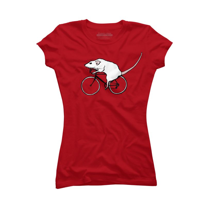 Junior's Design By Humans Cycling Rat By TeaandInk T-Shirt, 1 of 4