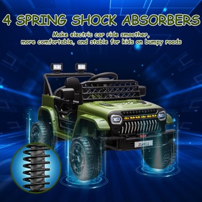 12V Army Green Battery Powered Kids Ride-On Truck with LED Lights