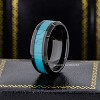Jewelry Avalanche 8mm Beveled Black IP Blue Turquoise Inlay Tungsten Carbide Mens Wedding Band - 2 of 4