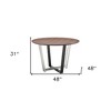 HomeRoots 48" Brown And Black Iron Sled Base Round Top Dining Table - 3 of 4