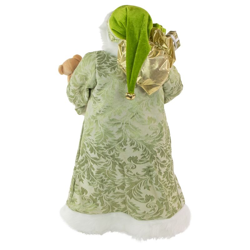 Northlight 24" Irish Santa Claus with Teddy Bear and Gift Bag St. Patrick's Day Figure - Green/White, 5 of 6
