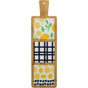 Pavilion Gift Company - Lemons - 16.5" Bamboo & Ceramic Tile Trivet - Trivets - 1 of 4