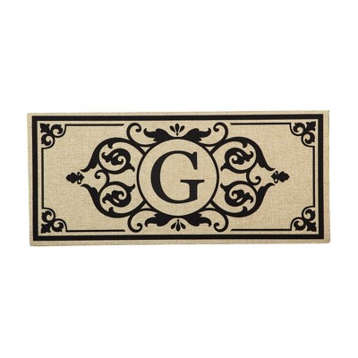 Evergreen Flag Cambridge Letter G Monogram Burlap Sassafras Switch Mat - 22" Long x 10" High