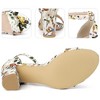 Perphy Women's Floral Printed Open Toe Ankle Strap Chunky Heels Sandals - 3 of 4