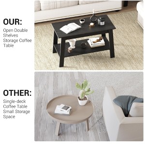 Coffee Table, 31.5" Modern Farmhouse Coffee Table with Storage Shelf, Compact Two-Tier Living Room Table, Easy Assembly MDF & PB Board Design - 1 of 4