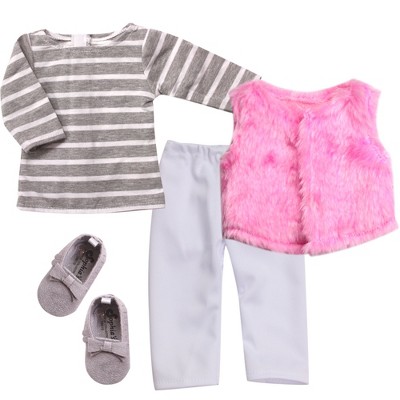 Sophia’s 4 Piece Winter Outfit with Shoes Set for 15'' Dolls, Pink/Gray