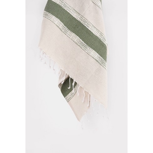 Green and discount cream throw blanket