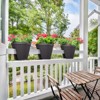 Aoodor 12'' Balcony Rattan Pattern Railing Planter Box with Drainage Holes and Adjustable Brackets for Outdoor Garden Patio,Deck,Fence Set of 4 - 3 of 4
