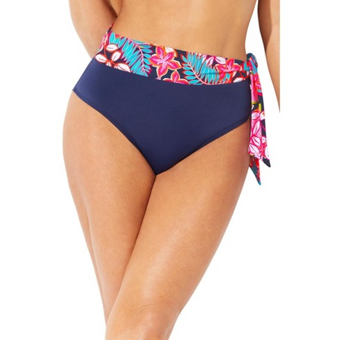 Swimsuits For All Women's Plus Size Shirred High Waist Bikini Bottom - 14,  Tropical : Target