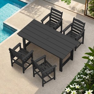 Yardgrace 7/5pcs HDPE Patio Outdoor Furniture Set Outdoor Dining Set for Garden Backyard Lawn and Poolside black - 1 of 4