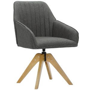 Furniliving Tufted Swivel Armchair Linen Upholstered for Home Office/Living Room/Bedroom - 1 of 4