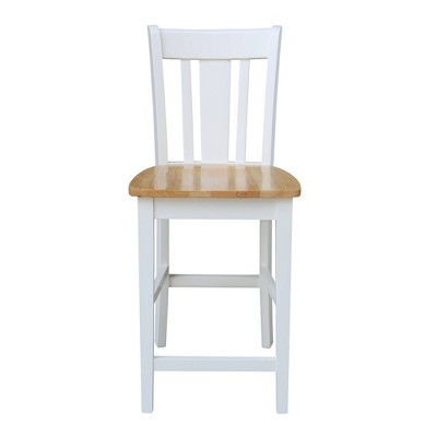 Elegant Dual-Tone Backless Counter Height Stool in White/Natural