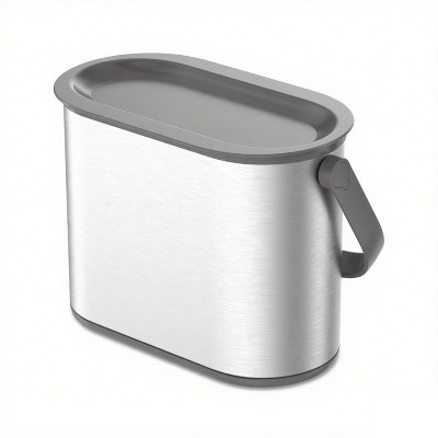LunaLulinlk Silver Stainless Steel 1 Gallon Multi-Purpose Countertop Trash Can with Gray Lid