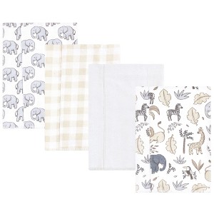 Hudson Baby Cotton Flannel Burp Cloths, Neutral Safari, One Size - 1 of 4