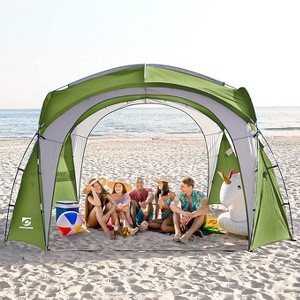 Anybear 12x12FT Green UPF50+ Pop Up Beach Tent with 2 Side Walls - 1 of 2