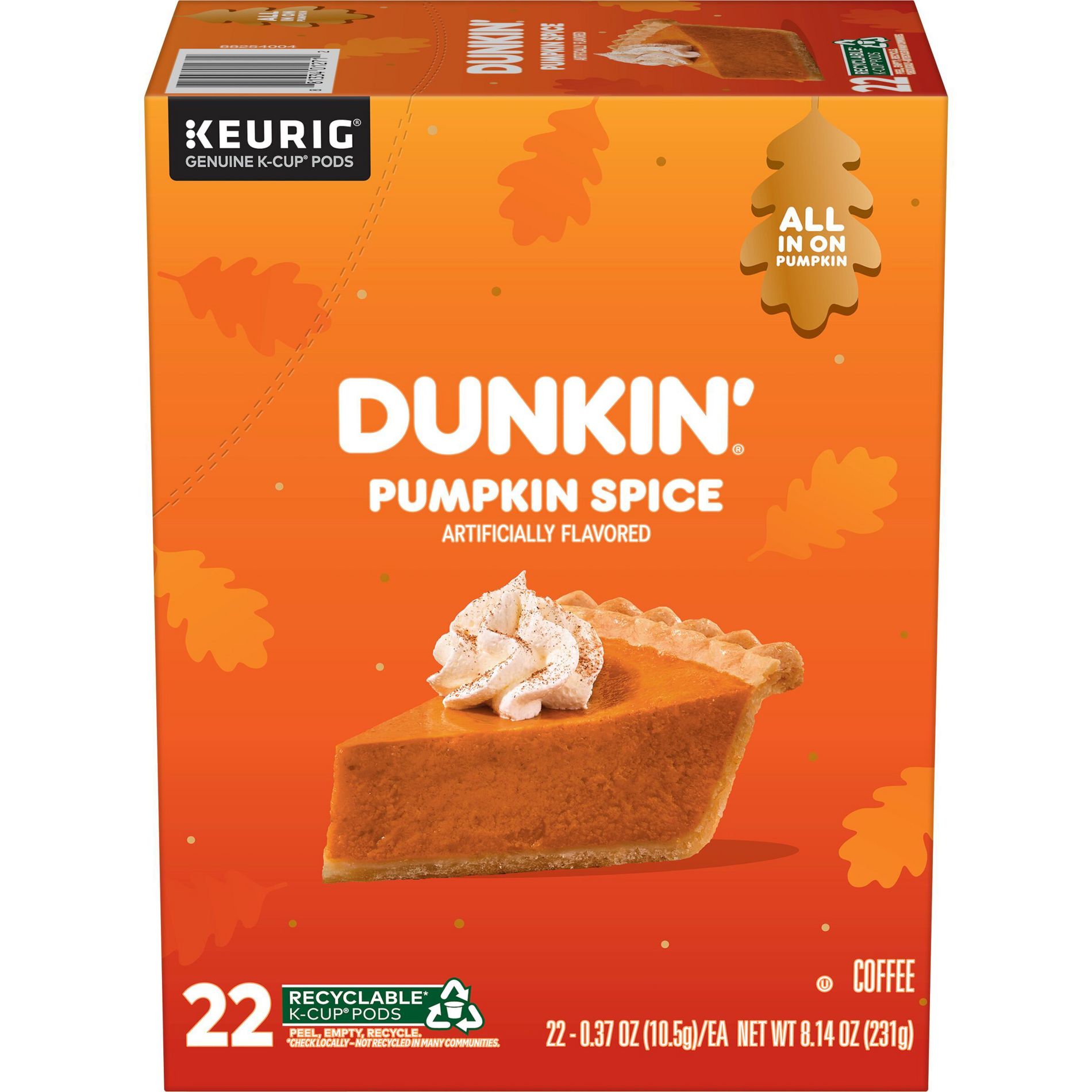 Dunkin' Pumpkin Spice Flavored Medium Roast Coffee Keurig K-Cup Pods - 22ct