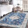 Area Rug Washable Rug Bohemian Vintage Rug Vintage Floor Cover Traditional Rug, 9' x 12' Blue - 3 of 4