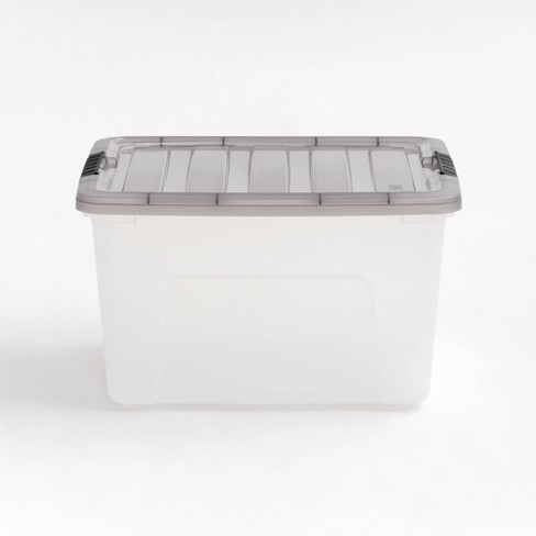 Iris 17 Qt. Snap Top Plastic Storage Box in Clear with Gray Lid