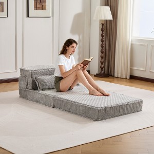 Whisen Modern Compression Loveseat, Convertible Floor Sofa Bed,DIY Boneless Modular Sectional Couch, No Assembly Required - 1 of 4