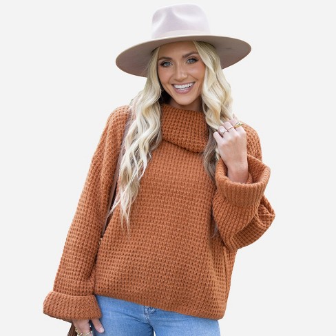 Chunky orange 2024 turtleneck sweater