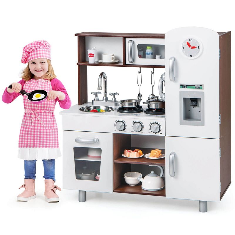 Costway Kids Kitchen Playset Pretend Play Kitchen Toy with Realistic Sounds & Lights, 1 of 11