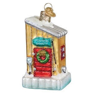 Old World Christmas Blown Glass Ornament for Christmas Tree, Ice Fishing Shanty - 1 of 4