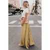 Flowy Pleated Maxi Skirt for Women, High Waist Chiffon Ankle-Length Skirt Khaki - 3 of 4