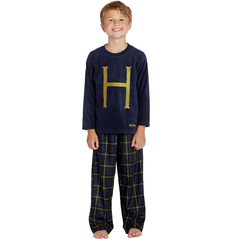 HARRY POTTER Mrs. Weasley H Holiday Christmas Sweater Fleece Flannel Pant Pajama 2pc Gift Set Navy, 1 of 4