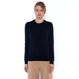 JENNIE LIU Women's 100% Pure Cashmere Long Sleeve Crew Neck Pullover Sweater - 1 of 3