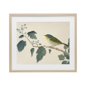 Stupell Industries Blue Bird and Leaves Framed Print Under Glass Art - 1 of 4