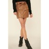 Slickblue Women's Camel Faux Leather Mini Skirt Featuring Belted Waist, Button Closure & Relaxed Fit, Size S-L - 2 of 4