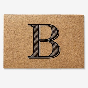 Personalization Mall Noir Initial 18x27 Synthetic Coir Doormat - 1 of 1