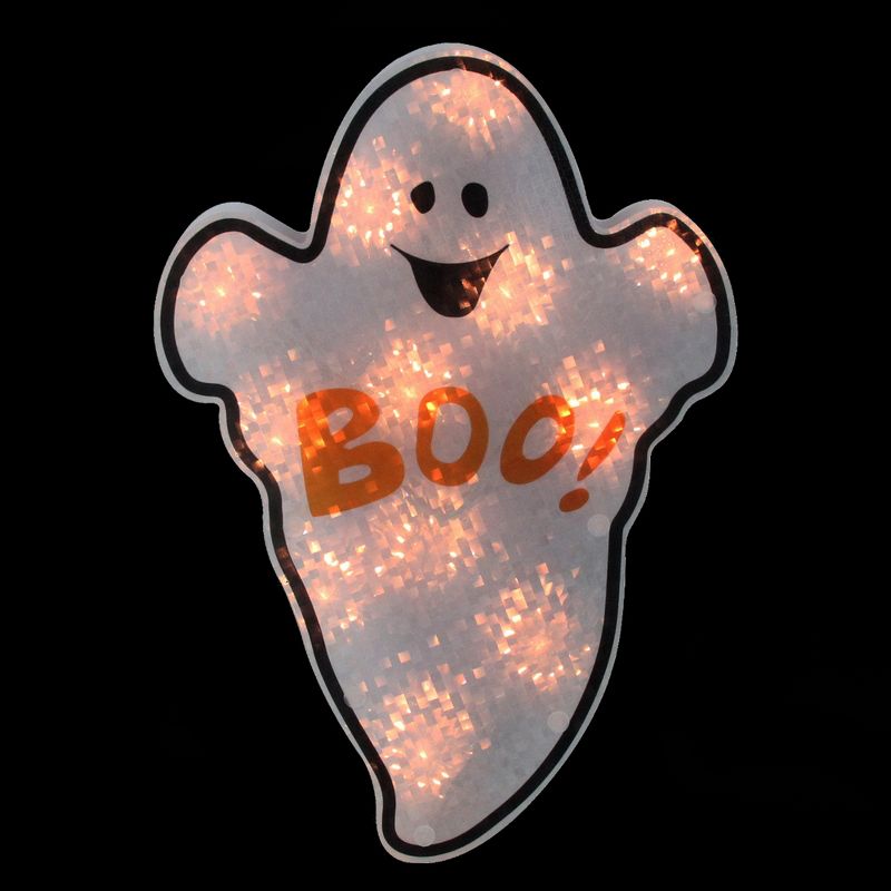 Northlight 12" Lighted Holographic Ghost Halloween Window Silhouette Decoration, 2 of 5