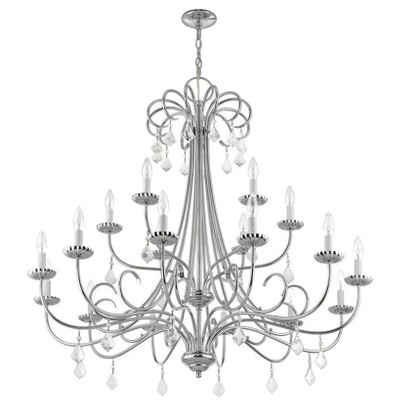 Elegant Polished Chrome & Crystal 18-Light Chandelier