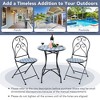 Costway 3PCS Patio Bistro Furniture Set Folding Chair Mosaic Design Garden Blue - 4 of 4
