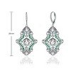 Guili Sterling Silver Rhodium-Plated Leverback Earrings with Emerald & CZ, Featuring an Art Deco Design for a Luxurious and Timeless Statement - 3 of 4
