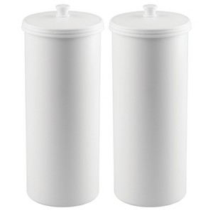 iDesign Freestanding Toilet Paper Canister, Set of 2, White, Made in USA - 1 of 4