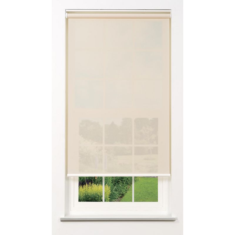 Linen Avenue Cordless 1% Solar Screen Standard Roller Shade, White, Fawn, and Sand (Arrives 1/4" Narrower), 1 of 9