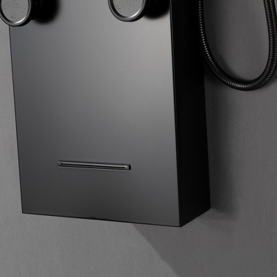 Matte Black LED Shower Panel with Brass Jets and Handheld