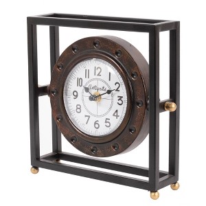 Kiera Grace 9" Bamford Iron Table Clock Black: Vintage Charm, Analog Display, Indoor Decor - 1 of 4