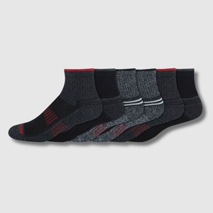 Dickies Men's 6pk Outdoor Navigator Quarter Socks - Black/Red 6-12: Midweight Knit, Tagless, Machine Washable, Tumble Dry - 1 of 4