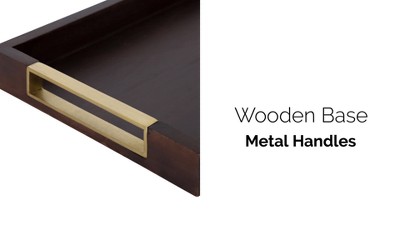 Heller Rectangular Espresso Finish Mango Wood Tray with Nickel-Plated Handles