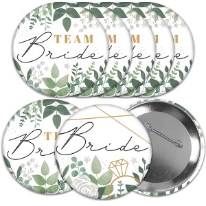 Big Dot of Happiness Boho Botanical Bride - 3 inch Greenery Bridal Shower and Wedding Party Badge - Pinback Buttons - Set of 8 - 1 of 4