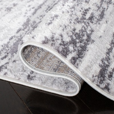 Amelia Light Grey and Charcoal Abstract Synthetic Rug 2'2" x 4'