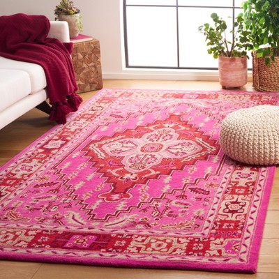 Bellagio Red and Pink Wool 6' x 9' Handmade Tufted Area Rug