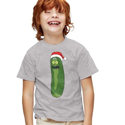 Boys' Short Sleeve Rick And Morty Christmas Merry Rickmas With Pickle Rick T-Shirt