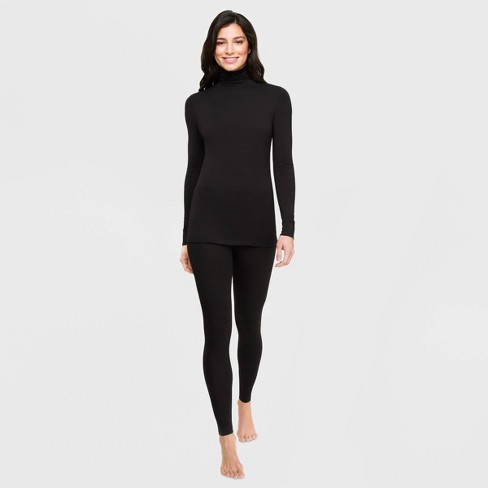 Warm Essentials by Cuddl Duds Women's Smooth Stretch Thermal Turtleneck Top  - Black 2X