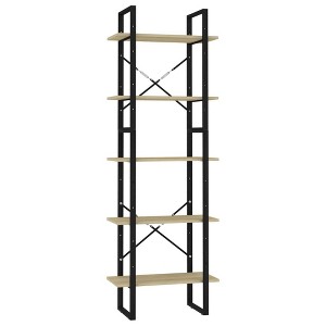 vidaXL Book Cabinet White Engineered Wood, Metal Standard Book Cabinet - 1 of 4