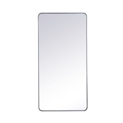 Elegant Silver Rectangular Wood-Framed Wall Mirror 30x60 Inch