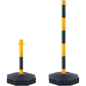 VEVOR Adjustable Traffic Delineator Post Cones, 4 Pack, Traffic Safety Delineator Barrier with Fillable Base 8FT Chain, Yellow&Black - 1 of 4